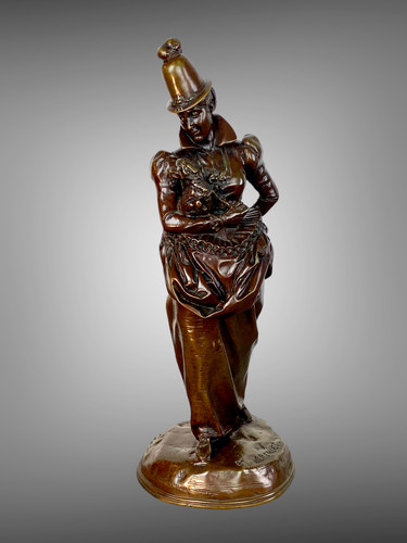Bronze patine brune signé - a,