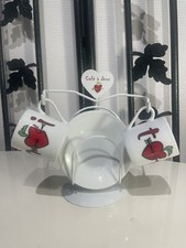 Set Duo de Tasses à Café avec Sous-Tasses Sur Support Métallique Thème Amour 