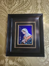 Ancien Cadre Tableau Ancien Email De Limoge Signé F J Carmona Sainte Vierge