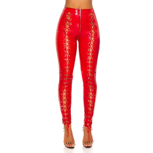 Latex look leggings front - look,