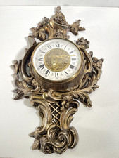 DÉCORATION PENDULE MURAL HORLOGE CARTEL ODO RÉGULE BRONZE ROCAILLE MÉCANIQUE 70'