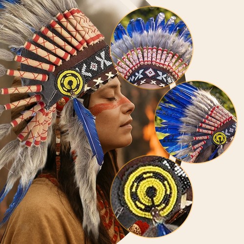 Coiffe indienne plumes - coiffe,