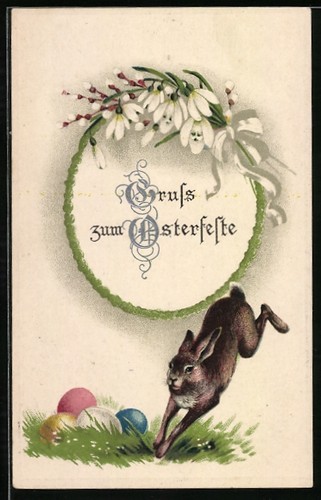 Carte postale lapin pâques - carte,