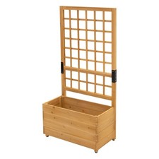 Jardinière avec treillis fond amovible pieds réglables plantes grimpantes bois