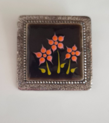 Vintage floral enamel brooch - floral,