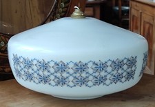 Ancienne suspension Opaline Décor Bleu/Années 1970/Luminaire Décoration Vintage