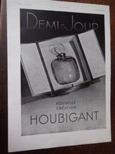 HOUBIGANT parfum DEMI JOUR + Orfèvrerie PERRIN publicité papie ILLUSTRATION 1937