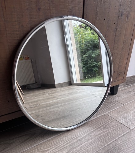 Ancien miroir rond chromé - miroir,