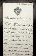 ✒ L.A.S Isabelle II reine d'ESPAGNE à la maréchal de MAC MAHON 1879