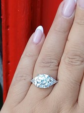 Bague De Fiançailles/ Bague Cocktail Platine Pt950 Diamants Moissanites 6cts