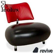 Leolux Pallone Cuir Fauteuil Noir Rouge