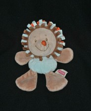 Peluche doudou hérisson semi plat NATTOU bleu orange marron beige TTBE