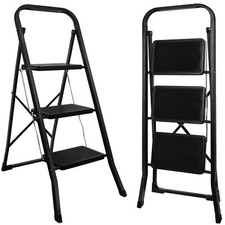 Échelles Pliable 3 Marches Antidérapants Escabeau Marche Pied Pliante 3-Level...