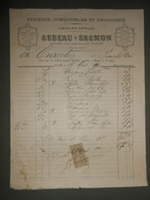 ancienne Facture Baugé lebeau Salmon épicerie droguerie 1902
