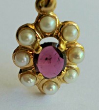 PENDENTIF AMÉTHYSTE PERLES OR MASSIF 20 CARATS NAPOLÉON III