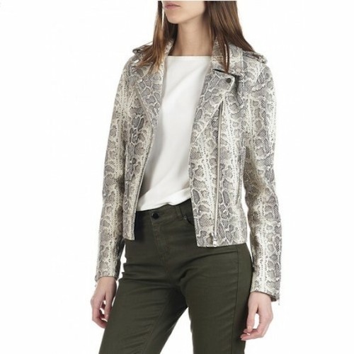 Veste cuir imprimé - cuir,