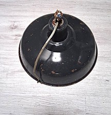 Ancien Abat Jour Lampe  En Tôle Émaillée gris Déco Industriel  36 cm