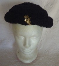 Vintage Unbranded Black Hat Gold Leaf Pendant Costume Hat Curly Fabric