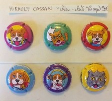 HIRAULT CASSAN "chiens chats"  -  6  Capsules de champagne