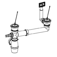 FRANKE - Kit siphon+bonde+bouchons pour évier 2 cuves avec prise machine à laver