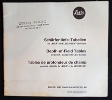 LEITZ TABLES pour objectifs du LEICA  et LEICAFLEX Ernst Leitz Wetzlar VIII/1976