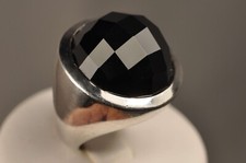 GROSSE BAGUE VINTAGE ARGENT MASSIF ONYX SOLID SILVER RING 25 GR  T52  CLIO BLUE