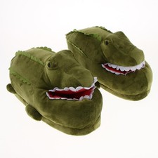 Chaussons crocodile en peluche mignons flous animaux confortables hiver sol maison chaussures Royaume-Uni