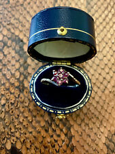 ANCIENNE BAGUE OR 9 CARATS - 6 GRENATS VÉRITABLES EN FLEUR - POINÇON