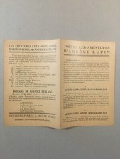 Arsène Lupin : Rare dépliant publicitaire d'époque - TBE