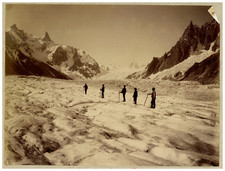 Chamonix, le Col du Géant sur la mer de glace Vintage print, tirage d'époqu