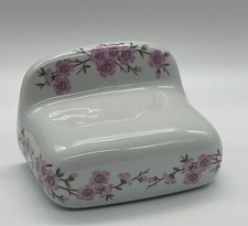 PORCELAINE DE PARIS LES BAINS DECORES PECHER ROSE DISTRIBUTEUR PAPIER TOILETTE