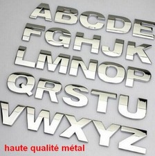 LETTRE CHIFFRE 3D METAL HAUTE QUALITE sticker  adhésif  auto Chrome voiture 