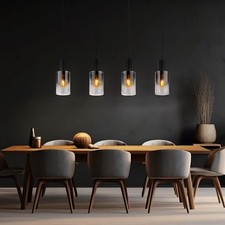 Lampe Suspension Luminaire de Salon Verre Couleurs Fumées Noir H 150 CM