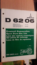 DEUTZ FAHR tracteur D6206 - D 6206 : catalogue de pièces 1975