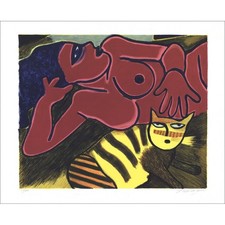 CORNEILLE Guillaume - Lithographie originale " Le chat jaune tigré "  58x71cm- 2