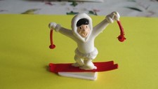 figurine publicitaire vintage Esquimau qui fait du ski glaces Gervais 6cm haut