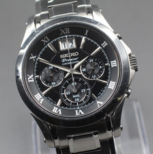 [Exc+5] Montre Homme SEIKO Premier 7T04-0AA0 Big Date Chronograph Quartz JAPON