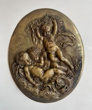 Bronze Oval Plaque Cherubs