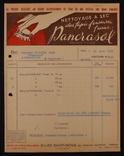 Facture PARIS 1956 Poudre PANCRASOL nettoyage tapis fourrure billhead 23