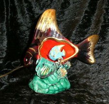 VALLAURIS POISSON VEILLEUSE VINTAGE 60' DECOR FOND MARIN n°8