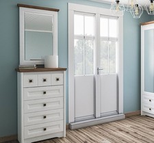 Commode "Tiwoli" Miroir 69Cm Blanc Fini Chêne Sterling Façade MDF (17104)