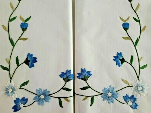 Drap brodé coton percale - drap,