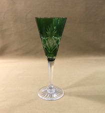 roemer /verre à vin du Rhin en cristal VAL SAINT LAMBERT doublé VERT 19,5 cm