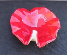 Vintage Italien Murano Mi Siècle Art Verre Rouge Feuille en Forme De Bol