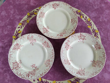 3 Plats Ronds Plats Terre de Fer Choisy le Roi HB et Cie Modèl Floréal Rose 27cm