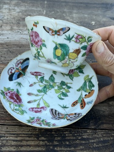 Tasse porcelaine peinte - peinte, fleurs