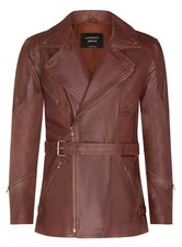 Veste En Cuir Marron 3/4 Pour