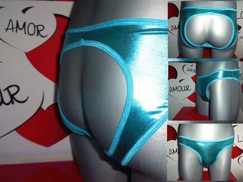 Slip bleu vinyle sexy - l,
