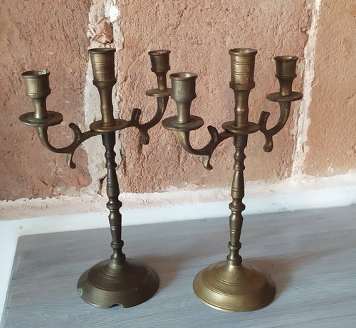 Paire chandeliers anciens - , en