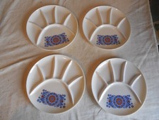 4 ASSIETTES A COMPARTIMENTS DESIGN ANNEES 70 EN MELAMINE